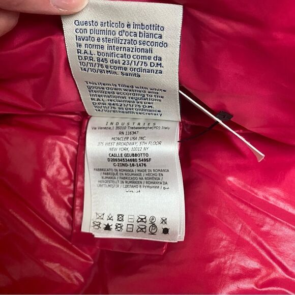 Moncler Caille Giubbotto Goose Down Jacket Pink Quilted Velvet Size 0 EUC - Picture 9 of 12